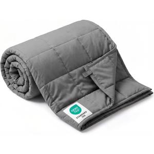 Smart Queen Weighted Blanket for Adults (15 lbs, 48 x 72, Twin Size) Breathable Heavy Throw Blanket for 120-160 lbs, Soft Thick Blankets with Cooling Glass Beads, All Season, Machine Washable, Grey