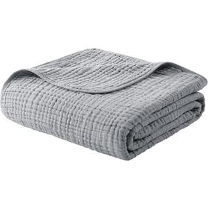 Yoofoss Muslin Blanket 100% Organic Cotton Throw Large 50" x 60" for Bed Couch Summer Gauze Blanket for Adults Lightweight and Breathable Grey