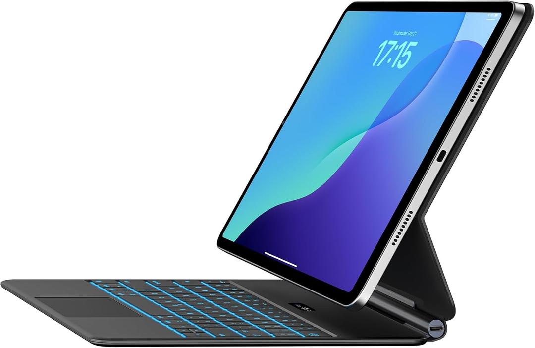 Jibrealg Keyboard Case for iPad 11th (A16, 2025) & iPad 10th Generation, Ultra-Slim Magic Keyboard with Multi-Touch Trackpad, 7 Colors Backlight, Smart Keyboard for iPadA16, Black 