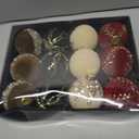 12PCS Velvet Christmas Ornaments - Christmas Balls Ornaments - 80mm Glitter Christmas Tree Decoration with a Delicate Gift Box for Christmas, Parties, Decorations(Burgundy Beige Green Brown) (Mixed Color)