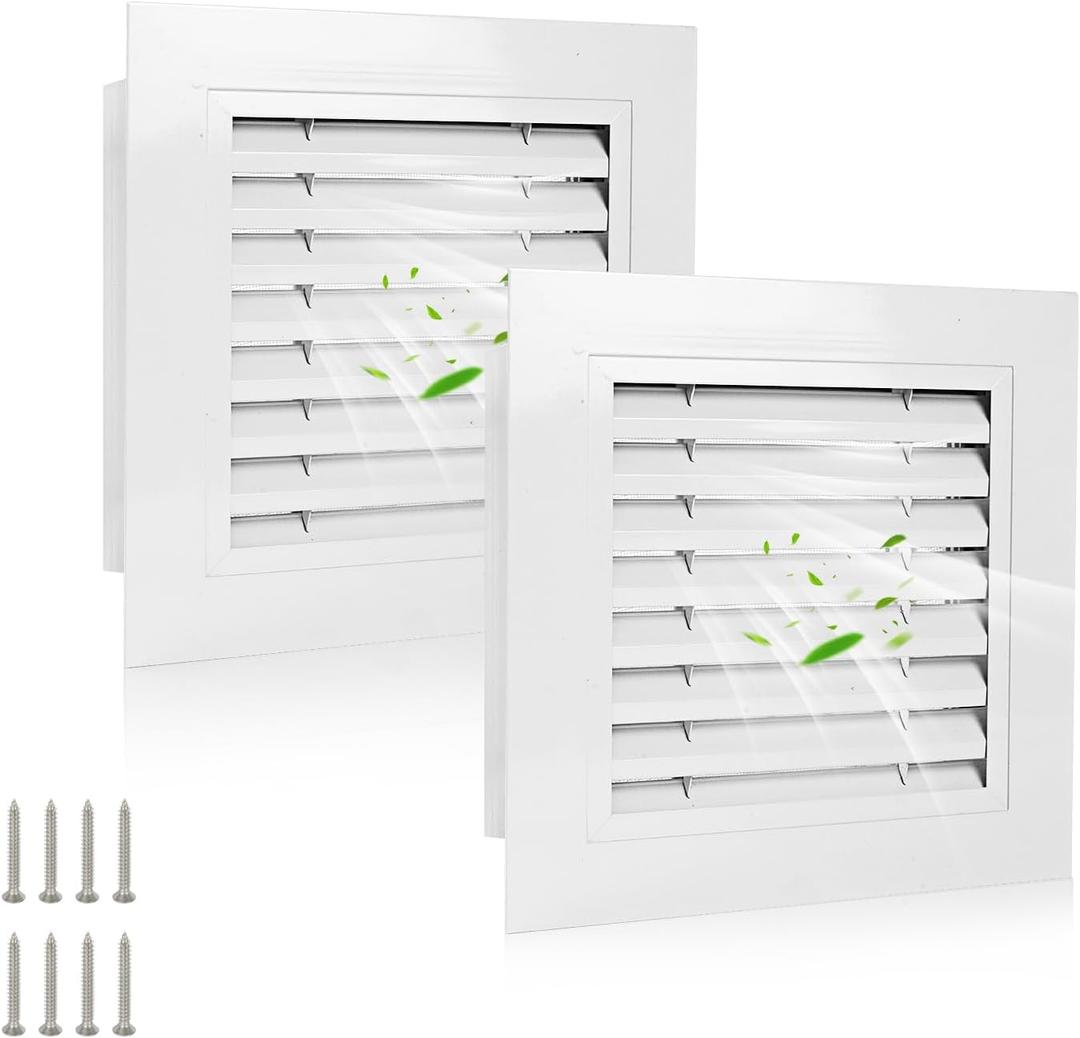 2pcs 18" x 18" Premium Aluminum Gable Vents with Screen, Paintable Design -Ideal for Attic and Shed Ventilation, Vent Opening 16"x16" (White 18" x 18"-2 Pack)