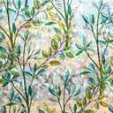 Finnez Window Privacy Film 3D Static Cling Window Film, No Glue Heat Control & 96% UV Blocking for Home Office, Decorative Frosted Glass Cover 17.5 Inch x 6.5 Feet (Foliage)