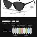Oversized Cat Eye Polarized Sunglasses for Women, Trendy Sunnies UV400 Protection (Black)