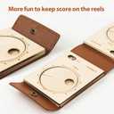 Travel Cribbage Board Game Set, Portable Unique Peg-Free Cribbage Board, Leather & Magnetic Rotating Wood Scoreboard with Playing Cards, Pocket Sized Tiny Card Game Board