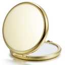 Getinbulk Compact Mirror for Purse, Double-Sided 1X/ 2X Magnifying Metal Pocket Makeup Mirrors(Round, Gold)