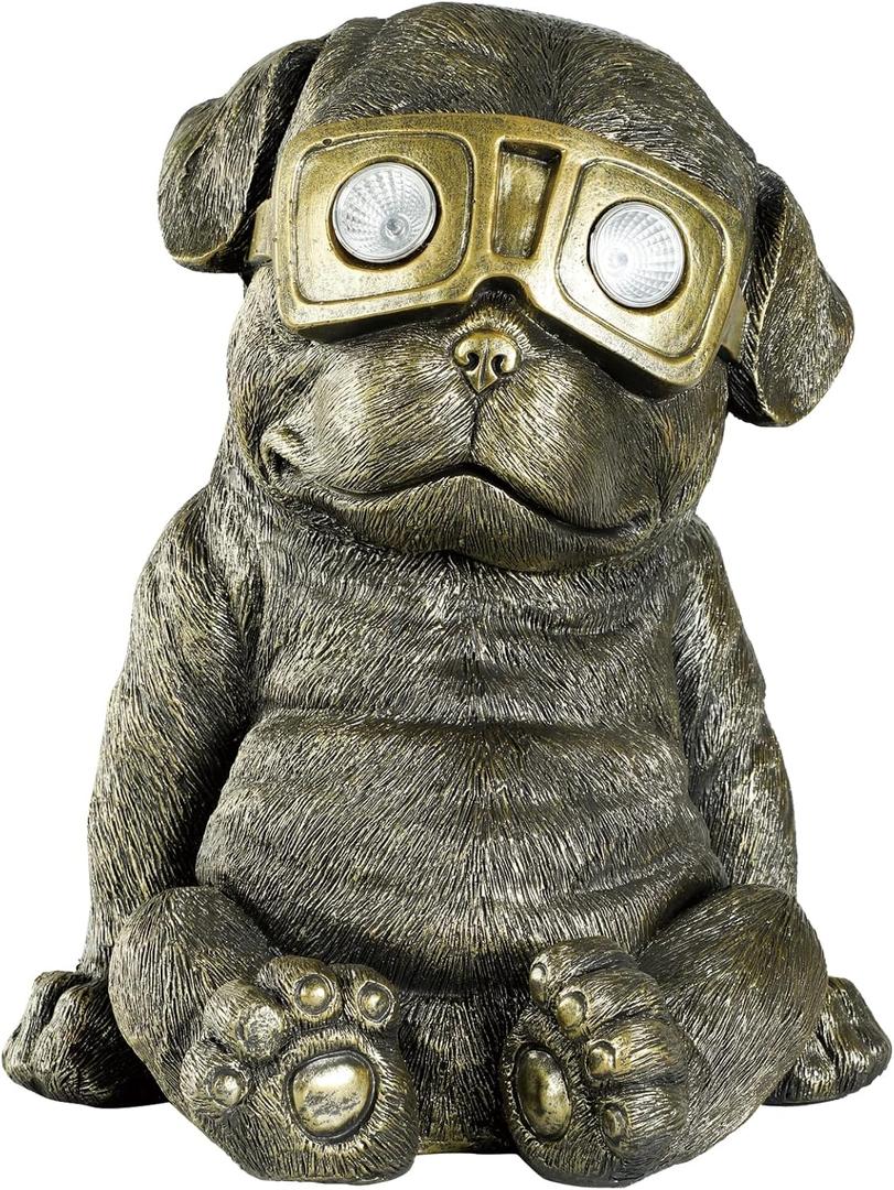 Large Garden Statue Dog Solar Lamp Succulents with LED Light 15" Dog Sculpture Courtyard Balcony Home Decoration