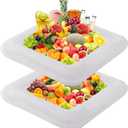 RAYMEA Inflatable Ice Serving Bar 2 PCS, Portable Salad Ice Tray Food Drink Pool Containers Inflatable Cooler for Summer Parties, BBQ, Graduation, Camping or Picnic (24 Inch White)