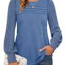 Cakrisyal Womens Long Sleeve Fall Casual Blouses Tunic Tops for Leggings Blue, S