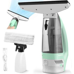 Kiato Window Vacuum Squeegee Cordless, Electric Window Vac, Rechargeable Window Cleaner with Spray Bottle, for Cleaning Windows, Mirrors, Glass, 2200mA, WC10