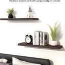PHPH 24 Inch Wood Floating Shelves for Wall, Wooden Wall Shelves for Bedroom, Set of 4 Brown