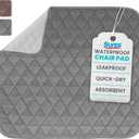 Sures Waterproof Chair Pads for Incontinence (22" x 21") - Washable, Waterproof Seat Protector - Chair Protector Seat Cover - Absorbent Pad for Bed, Seat, Car, Wheelchair & Recliner (Gray, 1 Pack)