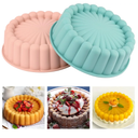 HUAKENER 2 Pcs Charlotte Cake Pan, 8 Inch Round Cake Pan, Nonstick Silicone Cake Molds for Cheese Cake, Chocolate Cake, Rainbow Cakes, Strawberry Shortcake, Brownie Tart Pie, Bule and Pink