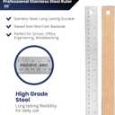 Pacific Arc Stainless Steel 36 Inch Metal Ruler Non-Slip Cork Back, with Inch and Metric Graduations