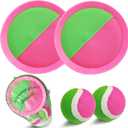 Jalunth Ball Catch Set Game Toss Paddle - Beach Toys Back Yard Pool Outdoor Lawn Games Backyard Camping Sticky Mitts Age 3 4 5 6 7 8 9 10 11 12 Years Old Boys Girls Kids Adults Family Easter Gifts (Pink)