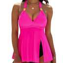 Blooming Jelly Tankini Swimsuits for Women Tummy Control Bathing Suit Slimming Modest Swim Suits 2025 M, Hot Pink