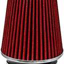 RED 3.5" 89 mm Inlet Narrow Air Cone Replacement Performance Washable Clamp-On Dry Air Filter