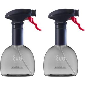 Evo Mini Oil Sprayer Bottle | Non-Aerosol for Olive Oil, Cooking Oils, Vinegars | 8-Oz Capacity | Rotatable Nozzle | Gourmet Cooking Tools - Food-Safe Materials - Charcoal, Set of 2