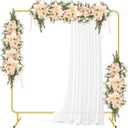 Metal Wedding Arch Backdrop Stand for Parties 6.6FT Gold Balloon Arch Square Frame Kit Pipe and Drape Stand Floral for Ceremony, Wedding, Baby Shower, Birthday Party, Flower Wall Decoration