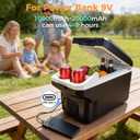 Iceblue Electric Cooler with Type-C, 8 Liter /11 Cans Mini Fridge with Belt, 9V Type-C Thermoelectric Dual-use Car Refrigerator, Car Fridge for Car, Dorm, Travel, Picnic, Gift (Black)