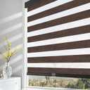 AOSKY Cordless Zebra Blinds for Windows Pull Down Roller Window Shades Dual Layer Light Filtering Privacy for Day and Night, Free-Stop Door Shades for Home Easy to Install Brown 34" W X 72" H