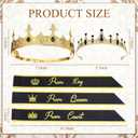 12 Pcs Prom King Queen Crowns Set with Sashes Prom Court Crown Tiara Sash for 2025 Graduation Party Cosplay (Black)