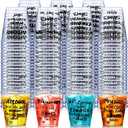 Peryiter 100 Pcs Plastic Shot Glasses Bulk Mini 1.7 oz Disposable Shot Cups Clear Funny Design Plastic Sample Glasses Tasting Cups Wine Whiskey Container for Adult Wedding Birthday Party Supplies