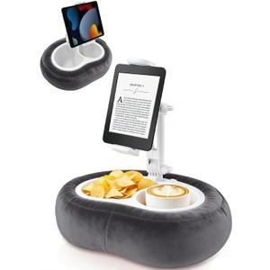 Miledi Tablet Pillow Stand, Compatible with 4.7"-12.9" Kindle, iPad, Phone/Tablet, 360 Rotating Phone Holder for Bed, Detachable Bowl, Reading and Relaxation on Bed (Black)