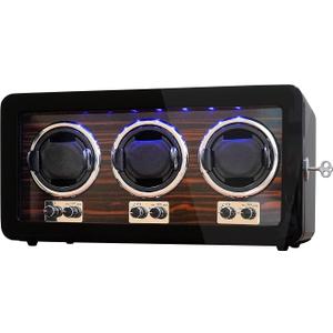 Oryx Watch Winders for 3/6 Automatic Watches Wooden Rotating Watch Box 15 Rotation Modes Setting Display Case with LED Light, AC or USB Powered Super Quiet Mabuchi Motor