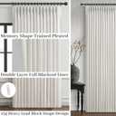 100% Blackout Linen 96 Inch Curtains 2 Panel Set for Bedroom, Modern Pinch Pleated Natural Linen Off Beige White Insulated Heavy Curtain 40 x 96 Inches Length Sliding Glass Door Room Darkening Drapes