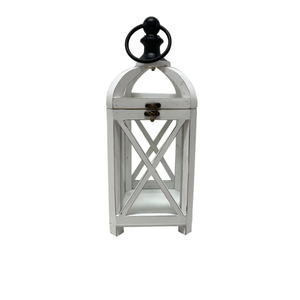 HD Designs Large Metal & Wood Lantern - White