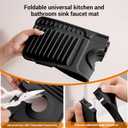 Faucet Mat for Kitchen Sink, 24"X5.5" Silicone Sink Splash Guard with Soap Holder, Snap-On Design & 7slope Fast Drain, Folding Sink Faucet Mat for Universal Kitchen Bathroom SinkBlack