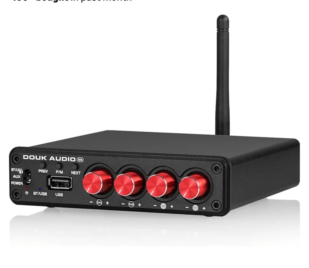 4 Channel Bluetooth Amplifier, 50W x 4 Audio Power Amp, Hi-Fi Home Stereo Speaker Receiver [Douk Audio M4]