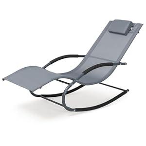 mansion home Outdoor Lounge Chair with Pillow, Chaise Lounge Chair for Patio, Lawn, Pool, Grayish Blue