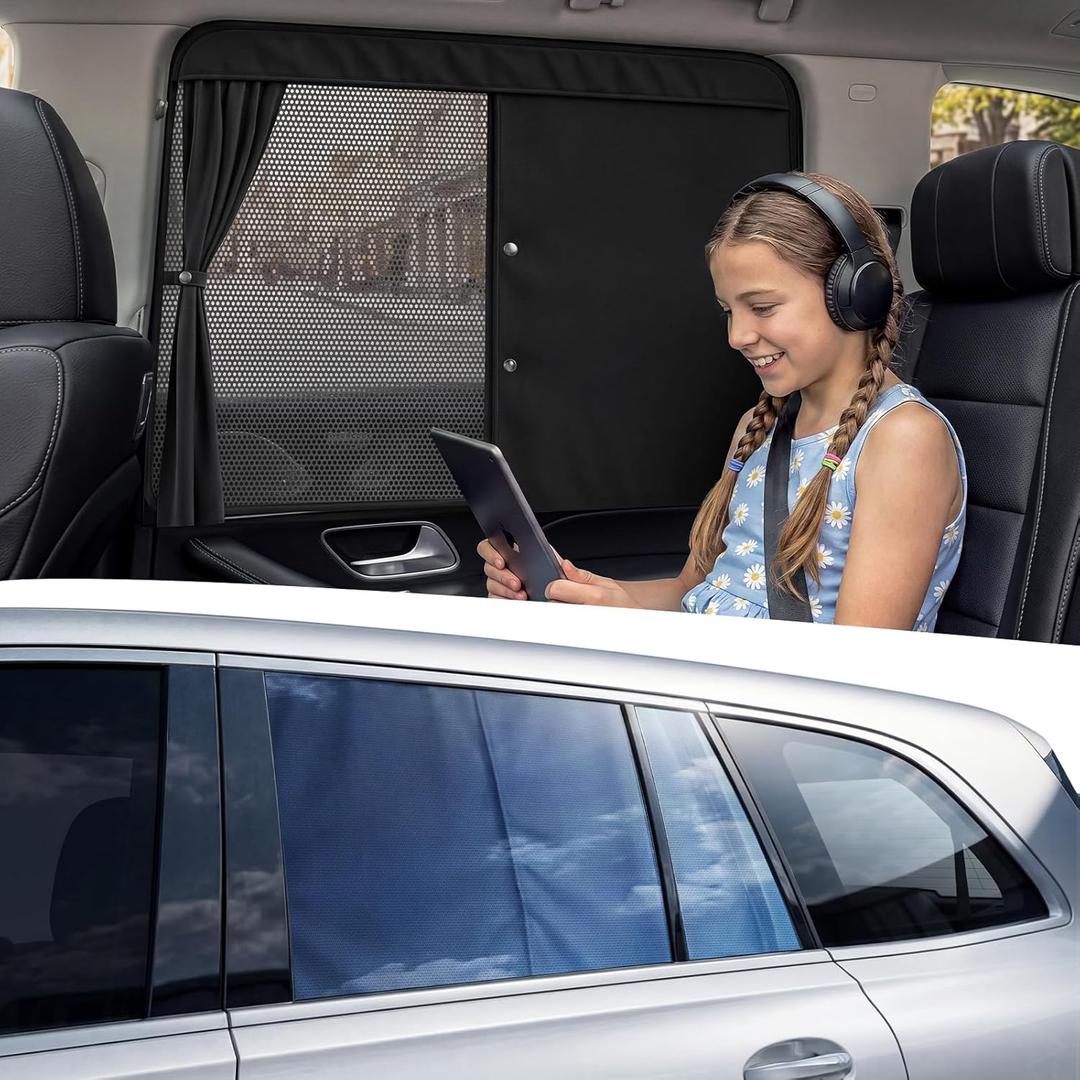 Nmoiss 2026 Exclusive Dual-Layer Car Side Window Sunshade [100% Sun Protection & Privacy, Protecting Skin & Eyes], Convertible Blackout & Mesh Shade for Baby, Medium