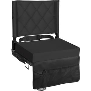 Sheenive Stadium Seats for Bleachers with Back Support, Bleacher Seats with Backs and Cushion Wide, Padded Portable Folding Comfort Stadium Chair with Shoulder Strap, Perfect for Sports Events (Black)