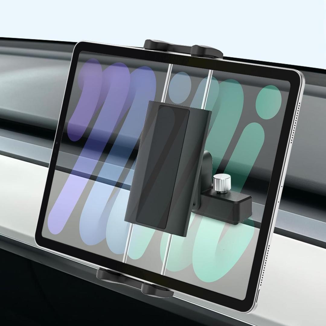 Tesla Tablet Mount for Passenger, Tesla Model Y/ 3 Co-Pilot Tablet Holder for Air Vent, [Anti-Shake - 6 Hooks Clip] Tesla Road Trip Essentials for iPad Mini, Galaxy Z Fold, iPhone,4-8.3" Device
