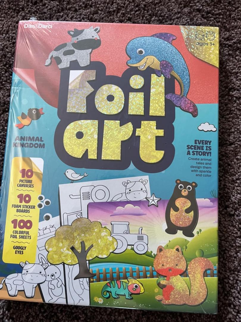 Dan&Darci Foil Art Kit for Kids - Arts and Crafts for Kid Ages 4-8, 4-6, 5-7, 5-8, 6-8 - 5 Year Old Girl Gifts - Fun Kits Projects Activities - Girls Birthday Gift - Craft Age 4 5 6 7 8 Years