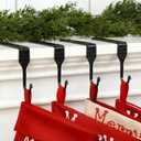 Shimeyao Set of 4 Christmas Stocking Holders for Mantle Black Heavy Duty Cast Iron Christmas Tree Stocking Hangers Forged Hooks for Fireplace Tabletop Shelf Mantle Holiday Decoration