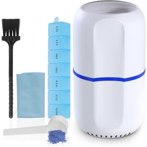 Electric Pill Crusher Grinder - Fine Powder Electronic Pulverizer for Small & Large Medication & Vitamin Tablets - Comes with Pill Organizer, Brush, Spoon, Cloth & Stainless Steel Blades by Pill Mill