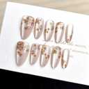 Fall Maple Leaves Press On Nails Gold Fake Nails Short Glitter French False Nails Press Ons With Maple Leaves Design Autumn Glue On Nails Square Glossy Stick On Nails For Women Nail Supplies