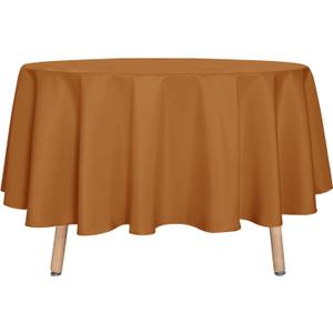 Sancua Round Tablecloth 90 Inch Light Brown- Water Resistant Spill Proof Washable Polyester Fall Table Cloth Decorative Fabric Table Cover for Dining Tables, Thanksgiving Parties and Camping, Bronze