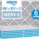 Aerostar 19 7/8 x 21 1/2 x 1 MERV 6 Pleated Air Filter, AC Furnace Air Filter, 6 Pack (Actual Size: 19 7/8"x21 1/2"x3/4")
