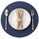 Round Braided Placemats 15 Inch Round Table Mats for Dining Tables Natural Woven Heat Resistant Place mats Set of 4 (Navy Blue)