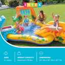 Intex Inflatable Dinosaur Play Center Outdoor Playhouse Inflatable Water Park with Kid Pool Slide, Water Sprayer, Waterfall, and 6 Balls, Multicolor