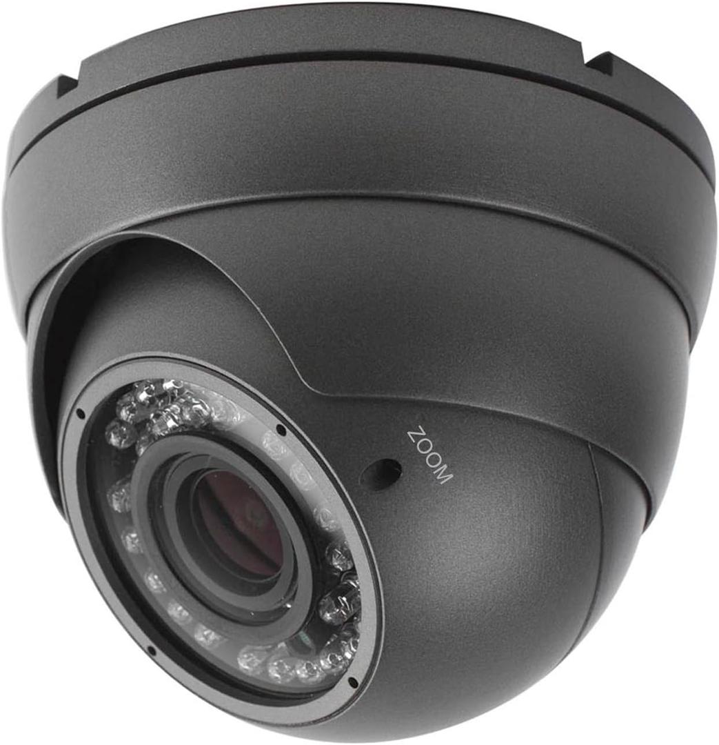 Analog CCTV Camera HD 1080P 4-in-1 (TVI/AHD/CVI/CVBS) Security Dome Camera Outdoor, 2.8mm-12mm Manual Focus/Zoom Varifocal Lens, Weatherproof Metal Housing 36 IR-LEDs Day & Night Monitoring (Grey)