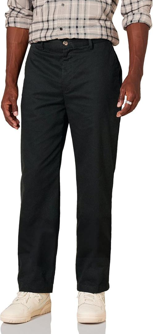 Amazon Essentials Men's Classic-Fit Wrinkle-Resistant Flat-Front Chino Pant, (42W x 29L, Black)