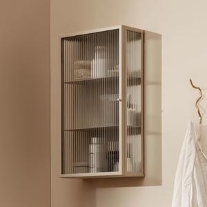 Bathroom Wall Cabinet 14 Inch Over The Toilet Metal Storage Cabinet with Glass Door, Wall Mounted Medicine Cabinet for Bathroom Laundry Room Bedroom (Beige, 23.6x13.8x6IN)