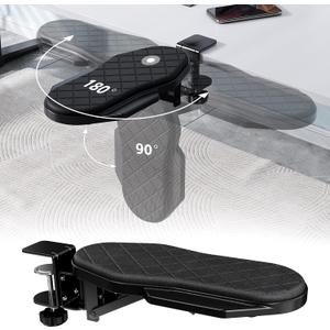 Ergonomics Desk Extender Tray, Table Mount Arm Wrist Rest Shelf, 90 Foldable Elbow Arm Support,Foldable, 180 Swivel, Computer Desk Extender Tray for Home and Office (Folding and Rotating) (Black)