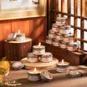 24 Pcs Friend Gatherings Unscented Candles 1.97 x 1.18 Inch Happy Friendsgiving Party Favors Unscented Candles Gift Bulk Tealight Ideal for Daily Use Baby Shower Return Gifts for Guests