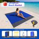 Beach Tent Sun Shelter with Beach Mat, 10x 10FT 8 Sandbags Beach Canopy | UPF50+ 10x10FT Beach Shade with Carry Bag, 8 Windproof Ropes, for Camping Trips, Backyard Fun Picnics, Dark Blue